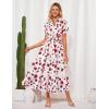 image:imageGRACE KARIN Womens 2026 Summer Floral Flowy Dresses Boho Tie Belt Short Puff Sleeve A Line Maxi Shirt Dress with PocketRose