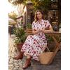 image:imageGRACE KARIN Womens 2026 Summer Floral Flowy Dresses Boho Tie Belt Short Puff Sleeve A Line Maxi Shirt Dress with PocketRose