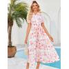 image:imageGRACE KARIN Womens 2026 Summer Floral Flowy Dresses Boho Tie Belt Short Puff Sleeve A Line Maxi Shirt Dress with PocketWhite Pink