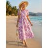 image:imageGRACE KARIN Womens 2026 Summer Floral Flowy Dresses Boho Tie Belt Short Puff Sleeve A Line Maxi Shirt Dress with PocketWhite Purple