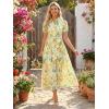 image:imageGRACE KARIN Womens 2026 Summer Floral Flowy Dresses Boho Tie Belt Short Puff Sleeve A Line Maxi Shirt Dress with PocketYellow Green