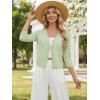 image:imageGRACE KARIN Womens 34 Sleeve V Neck Button Down Lightweight Cardigan Sweater Open Front Dressy Shrugs Spring FashionBean Green
