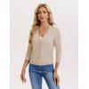 image:imageGRACE KARIN Womens 34 Sleeve V Neck Button Down Lightweight Cardigan Sweater Open Front Dressy Shrugs Spring FashionBeige