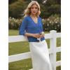 image:imageGRACE KARIN Womens 34 Sleeve V Neck Button Down Lightweight Cardigan Sweater Open Front Dressy Shrugs Spring FashionDenim Blue
