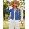 image:imageGRACE KARIN Womens 34 Sleeve V Neck Button Down Lightweight Cardigan Sweater Open Front Dressy Shrugs Spring FashionDenim Blue