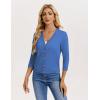 image:imageGRACE KARIN Womens 34 Sleeve V Neck Button Down Lightweight Cardigan Sweater Open Front Dressy Shrugs Spring FashionDenim Blue