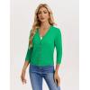 image:imageGRACE KARIN Womens 34 Sleeve V Neck Button Down Lightweight Cardigan Sweater Open Front Dressy Shrugs Spring FashionGreen