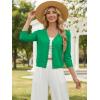 image:imageGRACE KARIN Womens 34 Sleeve V Neck Button Down Lightweight Cardigan Sweater Open Front Dressy Shrugs Spring FashionGreen