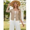 image:imageGRACE KARIN Womens 34 Sleeve V Neck Button Down Lightweight Cardigan Sweater Open Front Dressy Shrugs Spring FashionKhaki