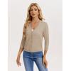 image:imageGRACE KARIN Womens 34 Sleeve V Neck Button Down Lightweight Cardigan Sweater Open Front Dressy Shrugs Spring FashionKhaki