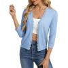 image:imageGRACE KARIN Womens 34 Sleeve V Neck Button Down Lightweight Cardigan Sweater Open Front Dressy Shrugs Spring FashionLight Blue