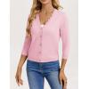 image:imageGRACE KARIN Womens 34 Sleeve V Neck Button Down Lightweight Cardigan Sweater Open Front Dressy Shrugs Spring FashionLight Pink