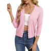image:imageGRACE KARIN Womens 34 Sleeve V Neck Button Down Lightweight Cardigan Sweater Open Front Dressy Shrugs Spring FashionLight Pink