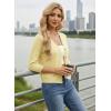 image:imageGRACE KARIN Womens 34 Sleeve V Neck Button Down Lightweight Cardigan Sweater Open Front Dressy Shrugs Spring FashionLight Yellow