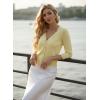 image:imageGRACE KARIN Womens 34 Sleeve V Neck Button Down Lightweight Cardigan Sweater Open Front Dressy Shrugs Spring FashionLight Yellow