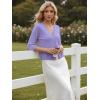 image:imageGRACE KARIN Womens 34 Sleeve V Neck Button Down Lightweight Cardigan Sweater Open Front Dressy Shrugs Spring FashionPurple