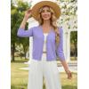 image:imageGRACE KARIN Womens 34 Sleeve V Neck Button Down Lightweight Cardigan Sweater Open Front Dressy Shrugs Spring FashionPurple