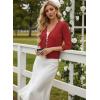 image:imageGRACE KARIN Womens 34 Sleeve V Neck Button Down Lightweight Cardigan Sweater Open Front Dressy Shrugs Spring FashionRed