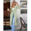 image:imageGRACE KARIN Womens Long Cardigan Trendy Lightweight Knit Dusters Coat V Neck Button Up Sweater Maxi DressLight Green
