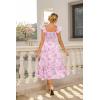 image:imageGRACE KARIN Womens Summer Floral Maxi Dress 2026 Ruffle Sleeve Smocked Sundress Flowy Wedding Guest Long Dresses with PocketLight Pink