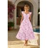 image:imageGRACE KARIN Womens Summer Floral Maxi Dress 2026 Ruffle Sleeve Smocked Sundress Flowy Wedding Guest Long Dresses with PocketLight Pink
