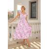 image:imageGRACE KARIN Womens Summer Floral Maxi Dress 2026 Ruffle Sleeve Smocked Sundress Flowy Wedding Guest Long Dresses with PocketLight Pink