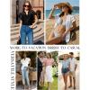 image:imageGRACE KARIN Womens Summer Tops Cotton Linen Eyelet Flowy Blouses Beach Vacation V Neck Button Down Shirts Trendy Clothes 2026Army Green
