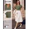 image:imageGRACE KARIN Womens Summer Tops Cotton Linen Eyelet Flowy Blouses Beach Vacation V Neck Button Down Shirts Trendy Clothes 2026Army Green
