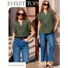 image:imageGRACE KARIN Womens Summer Tops Cotton Linen Eyelet Flowy Blouses Beach Vacation V Neck Button Down Shirts Trendy Clothes 2026Army Green