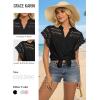 image:imageGRACE KARIN Womens Summer Tops Cotton Linen Eyelet Flowy Blouses Beach Vacation V Neck Button Down Shirts Trendy Clothes 2026Black
