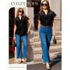 image:imageGRACE KARIN Womens Summer Tops Cotton Linen Eyelet Flowy Blouses Beach Vacation V Neck Button Down Shirts Trendy Clothes 2026Black