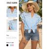 image:imageGRACE KARIN Womens Summer Tops Cotton Linen Eyelet Flowy Blouses Beach Vacation V Neck Button Down Shirts Trendy Clothes 2026Light Blue