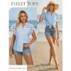 image:imageGRACE KARIN Womens Summer Tops Cotton Linen Eyelet Flowy Blouses Beach Vacation V Neck Button Down Shirts Trendy Clothes 2026Light Blue