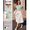 image:imageGRACE KARIN Womens Summer Tops Cotton Linen Eyelet Flowy Blouses Beach Vacation V Neck Button Down Shirts Trendy Clothes 2026Light Green
