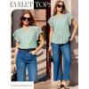 image:imageGRACE KARIN Womens Summer Tops Cotton Linen Eyelet Flowy Blouses Beach Vacation V Neck Button Down Shirts Trendy Clothes 2026Light Green