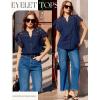 image:imageGRACE KARIN Womens Summer Tops Cotton Linen Eyelet Flowy Blouses Beach Vacation V Neck Button Down Shirts Trendy Clothes 2026Navy Blue