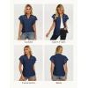 image:imageGRACE KARIN Womens Summer Tops Cotton Linen Eyelet Flowy Blouses Beach Vacation V Neck Button Down Shirts Trendy Clothes 2026Navy Blue