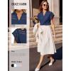 image:imageGRACE KARIN Womens Summer Tops Cotton Linen Eyelet Flowy Blouses Beach Vacation V Neck Button Down Shirts Trendy Clothes 2026Navy Blue