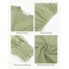 image:imageGRACE KARIN Womens Tops Dressy Casual Elegant Lace Sleeve Shirts Wrap Ruched Blouses 2026 Spring Fashion OutfitsBean Green