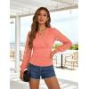 image:imageGRACE KARIN Womens Tops Dressy Casual Elegant Lace Sleeve Shirts Wrap Ruched Blouses 2026 Spring Fashion OutfitsGrapefruit