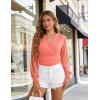image:imageGRACE KARIN Womens Tops Dressy Casual Elegant Lace Sleeve Shirts Wrap Ruched Blouses 2026 Spring Fashion OutfitsGrapefruit