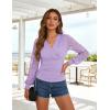 image:imageGRACE KARIN Womens Tops Dressy Casual Elegant Lace Sleeve Shirts Wrap Ruched Blouses 2026 Spring Fashion OutfitsPurple