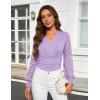 image:imageGRACE KARIN Womens Tops Dressy Casual Elegant Lace Sleeve Shirts Wrap Ruched Blouses 2026 Spring Fashion OutfitsPurple