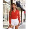 image:imageGRACE KARIN Womens Tops Dressy Casual Elegant Lace Sleeve Shirts Wrap Ruched Blouses 2026 Spring Fashion OutfitsRed