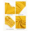 image:imageGRACE KARIN Womens Tops Dressy Casual Elegant Lace Sleeve Shirts Wrap Ruched Blouses 2026 Spring Fashion OutfitsYellow