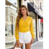 image:imageGRACE KARIN Womens Tops Dressy Casual Elegant Lace Sleeve Shirts Wrap Ruched Blouses 2026 Spring Fashion OutfitsYellow