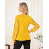 image:imageGRACE KARIN Womens Tops Dressy Casual Elegant Lace Sleeve Shirts Wrap Ruched Blouses 2026 Spring Fashion OutfitsYellow