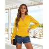 image:imageGRACE KARIN Womens Tops Dressy Casual Elegant Lace Sleeve Shirts Wrap Ruched Blouses 2026 Spring Fashion OutfitsYellow
