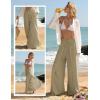 image:imageGRACE KARIN Womens Wide Leg Summer Pants Flowy Side Split Palazzo Beach Pants Boho Drawstring High Waisted TrousersKhaki