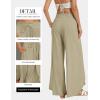 image:imageGRACE KARIN Womens Wide Leg Summer Pants Flowy Side Split Palazzo Beach Pants Boho Drawstring High Waisted TrousersKhaki